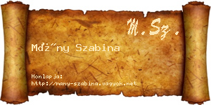 Mány Szabina névjegykártya
